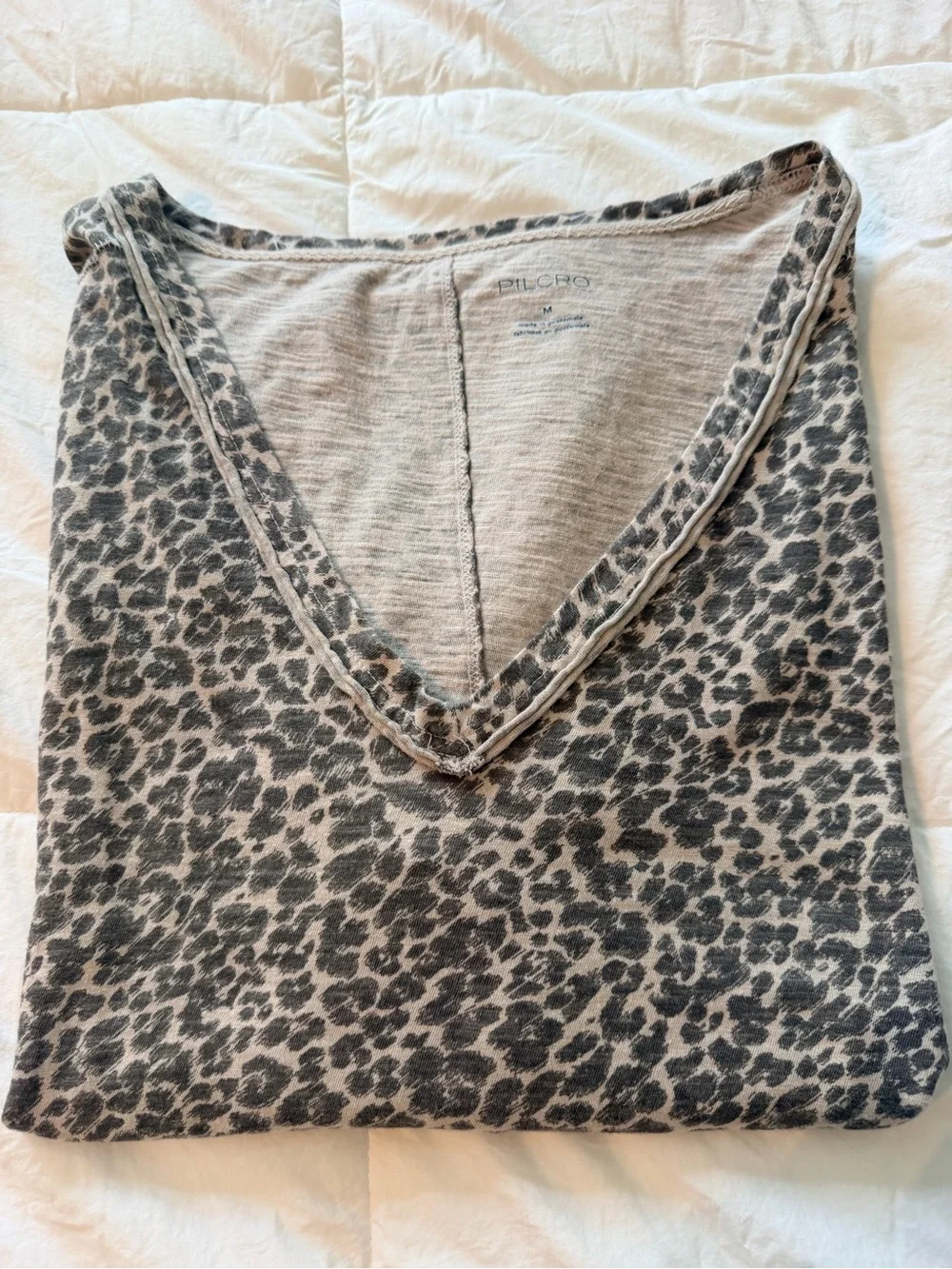 Anthropologie Pilcro Women's V-Neck Leopard Print Tee